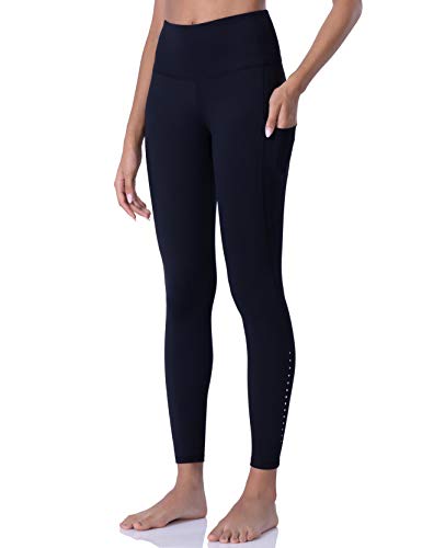 POSHDIVAH Ultra Soft Yoga Pants for Women High Waited Tummy Control Workout Leggings with Pockets Black M