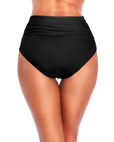 Holipick Women High Waisted Bikini Bottom Full Coverage Bathing Suits Bottoms Mid Waist Tummy Control Swim Bottom4