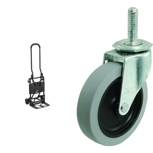 COSCO 12223BLK1E Shifter 2 in 1 Folding Hand Truck/Cart with Large Toe Plate, Black & Shepherd Hardware 3265 3-Inch Threaded Stem TPR Caster, 110-lb Load Capacity