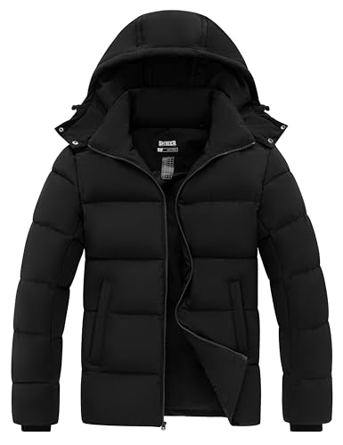 Skieer Men's Winter Coat Waterproof Warm Insulated Quilted Puffer Jacket with Detachable Hood
