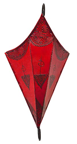 Aplique de pared marroquí de cuero con diseño henna rojo miniatura 2