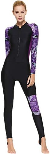 Akaeys Women's Full Body Swimsuit Rash Guard One Piece Long Sleeve Long Leg Swimwear with UV Sun Protection