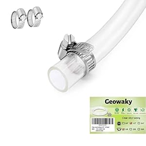 Clear Vinyl Tubing 1/2″ ID × 5/8″ OD -10 Ft 60PSI,Flexible Plastic Tubing,BPA Free Non-Toxic, Multipurpose Hybrid Clear Reinforced Tubing with 2 Screw Clamps