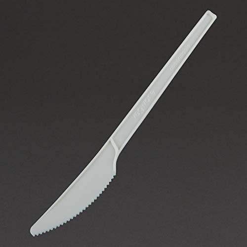 Couteau Blanc CPLA Compostable - Lote de 50 recipientes para comida (165 mm) Cover