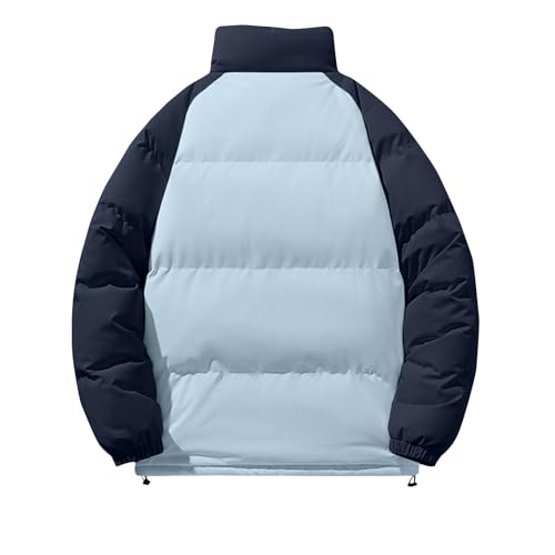 Mens Winter Jackets Color Block Full Zip Stand Collar Long Sleeve Puffer Coat Casual Fashion Warm Teen Boys Outerwear2