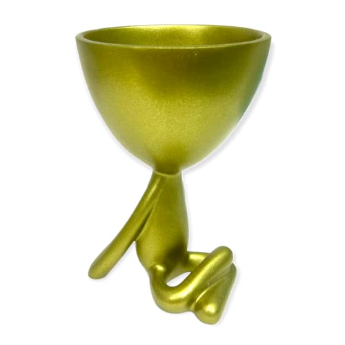 Image of AUGEN Polyresin Meditating Cup Flower Pot Vase Gold Stand Statue Showpiece for Home Decor Decoration and Gifting (6719-C2, 14.5cm)