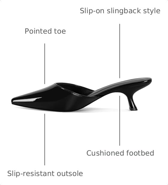 Image of ZJGZF Mesh Kitten Heels Mules for Women Closed Pointed Toe Slip on Backless Stiletto Slingback Low Heels Comfort Pumps Shoes