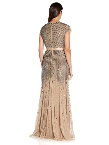 Robe Longue Perlée Silhouette Sublimée Col en V et Taille Ajustée - 3