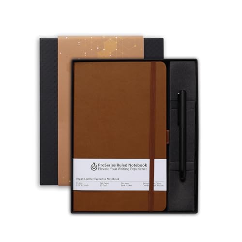 Image of DOODLE Undated Executive Diary Gift Set | A5 160 Pages PU Leather Notebook + Stylish Pen with Stylus | All Packed in a Beautifully packaged in an Elegant Gift Box (Brown)