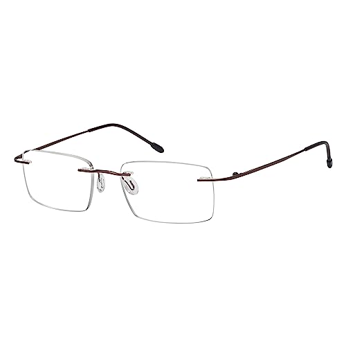 Eyekepper Frameless Reading Glasses for Men Reading - Rectangle Rimless Reader Brown +3.50