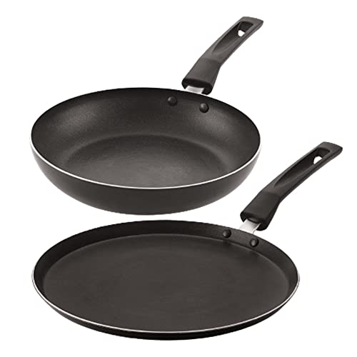 Image of Non‑Stick Cookware Combo | 27 cm Dosa Tawa & 23.5 cm Fry Pan | Induction Base, Fast Heating & Easy to Clean | PFOA‑Free Durable Non‑Stick Set | Ideal for Home & Gifting