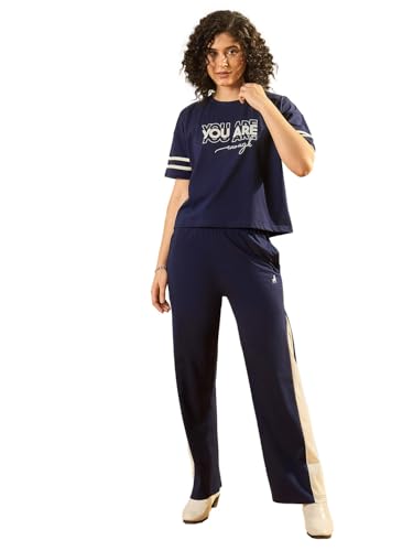 Image of Modeve Women's Cotton Blend Striped Co-Ords Set - Summer Style
