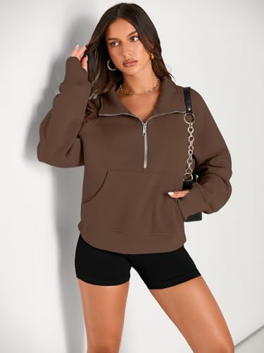 Image of AUTOMET Womens Sweatshirts Half Zip Cropped Pullover Fleece Quarter Zipper Hoodies 2026 Fall Fashion Outfits Clothes