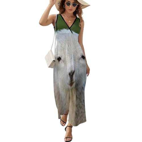 Robe maxi col V Mouton Mignon : la légèreté absolue d'une robe longue d'été sans manches