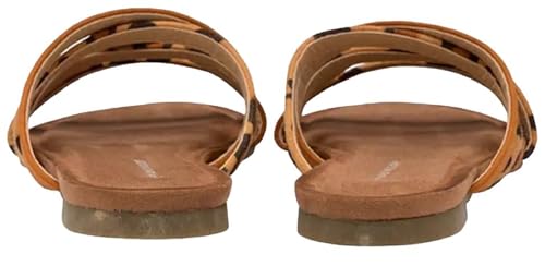 DUNLOP Leopard Print Sandals Strappy Open Toe Sliders Tan Summer Slides Flat Shoes (Tan Leopard, UK Footwear Size System, Adult, Women, Numeric, Medium, 6) - Image 6
