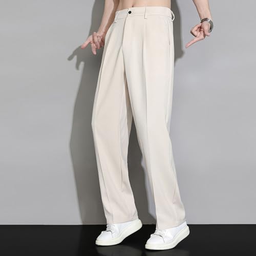 Pantalones de pierna ancha para hombre en color sólido con ajuste relajado elegante 5