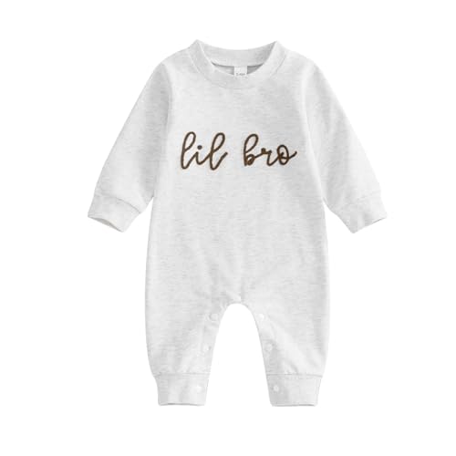 Image of YINGISFITM Little Brother Little Sister Newborn Outfit Long Sleeve Sweatshirt Romper Infant Baby Girl Boy Clothes Fall Winter