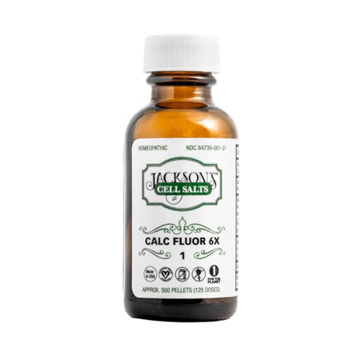 Jacksons #1 Calc Fluor 6X (500 Pellet Bottle) - Certified Vegan Lactose-Free Schuessler Calcarea Fluorica 6X Made in the USA (500 Pellets of Size 30 Pellets (0.118 Diameter))