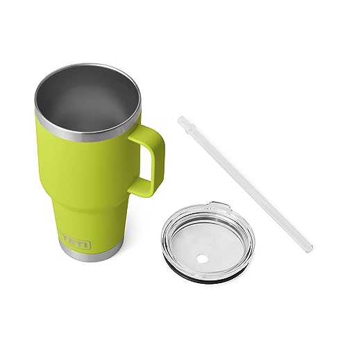 Image of YETI Rambler 35 oz Tumbler with Handle and Straw Lid, Travel Mug Water Tumbler, Vacuum Insulated Cup with Handle, Stainless Steel, Chartreuse