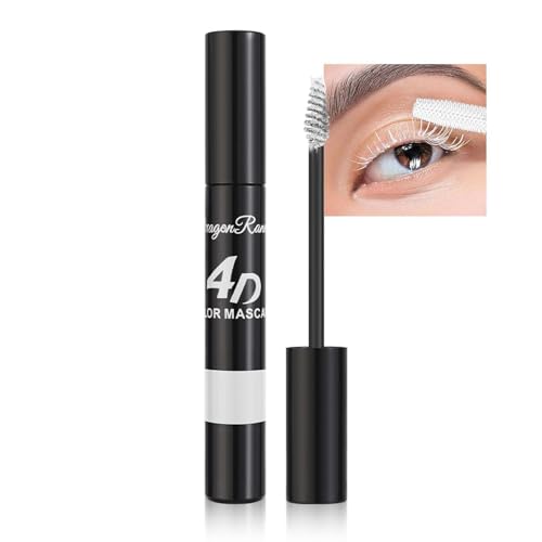 Weiß Wimperntusche Wasserfest - 4D White Mascara Langlebig & Wischfest - Volumizing & Curling Wimperntusche Lange Wimpern - Verlängerung Mascara Makeup für Weihnachten, Halloween, Partys, Hochzeiten