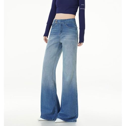 Women's Sweatpants Jeans Stretchy Mid Rise Wide Leg Flare Jeans Baggy Bell Bottom Denim Pants with Pockets4