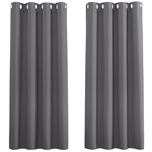 PONY DANCE Grey Blackout Curtains 54 Inch Drop for Bedroom Eyelet Thermal Curtains & Drapes Short Blackout Curtains for Window Treatment Living Room/Kitchen, 2 Panels, W46 X L54, Gray
