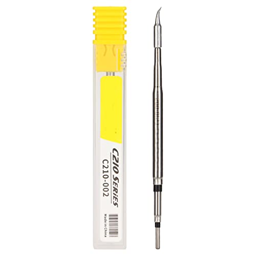 Zyyini C210-002 Curved Tips, Stainless Steel Welding Iron Tips, Universal Soldering Iron Tips, for T210 T26 Soldering Station Handle, Suitable for fine Soldering or Small Soldering Areas