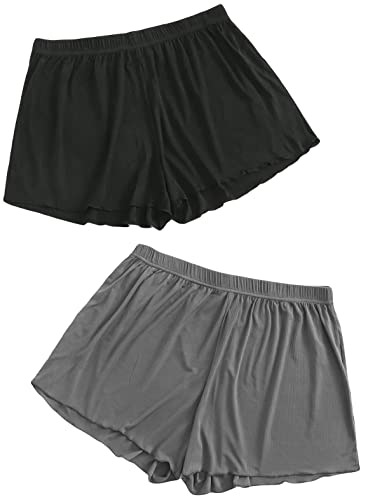 Image of Floerns Women's Plus Size Solid Pajama Shorts 2 Pack Soft Lounge Sleep Shorts