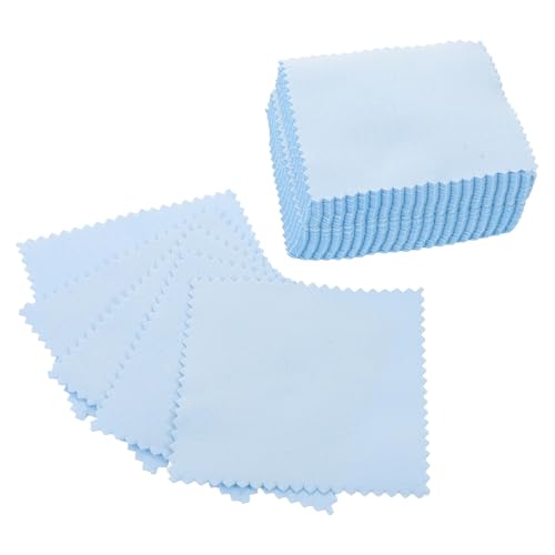 CONGARTENO Paños para Pulir Joyas de Gamuza 8X8 CM Toallitas Limpiadoras de Plata Reutilizables 50 Unidades Azul para Eliminar Deslustre y Proteger Joyas Uso Diario