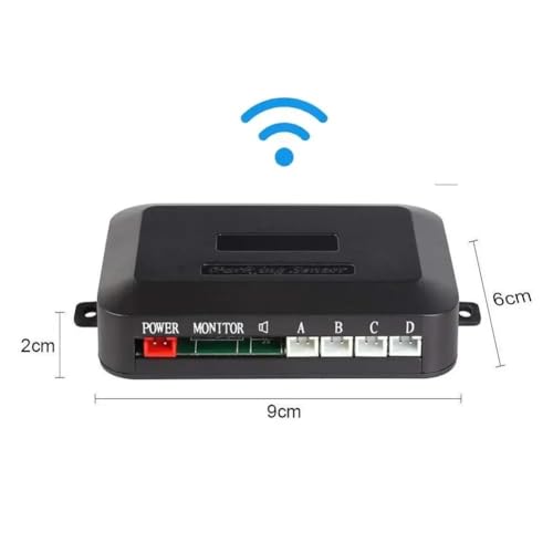 Czujniki parkowania, zestaw czujników parkowania samochodu, wyświetlacz LCD, 4 sondy radarowe, 65 dB, buzzer, alarm, cofanie, monitor parkowania, czujniki parkowania, czerwony, srebrny