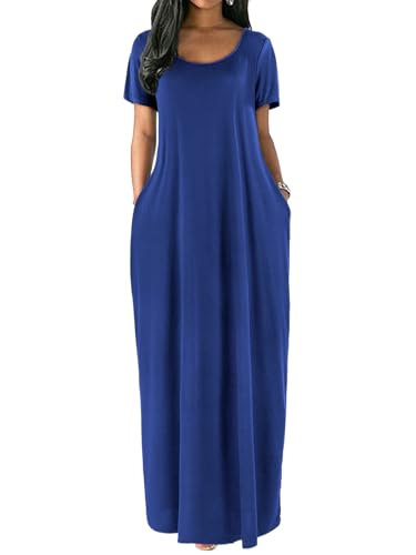 Image of Nimsruc Women Summer Long Dress Casual Sexy Short Sleeve Loose Maxi Dresses for Women 2025