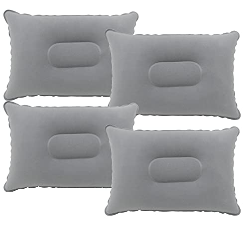 Alovexiong-4-Pack-Gray-Ultralight-Inflatable-Pillow-Small-Squared-Flocked-Fabric-Air-Pillow-for-Beach-HikingCampingTravelingNappingDesk-RestNeck-Lumbar-Support Alovexiong 4 Pack Gray Ultralight Inflatable Pillow Small Squared Flocked Fabric Air Pillow for Beach Hiking,Camping,Traveling,Napping,Desk Rest,Neck &Lumbar Support - Image 1