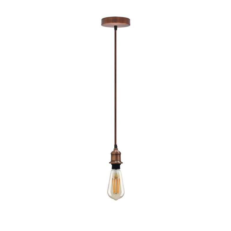 DC VOLTAGE Copper Vintage Metal Ceiling Pendant Light Fitting, Fabric Flex 1m Cable, E27 Lamp Holder Suspended Pendant Light Fitting Kit for Indoor Lightings โ image 1