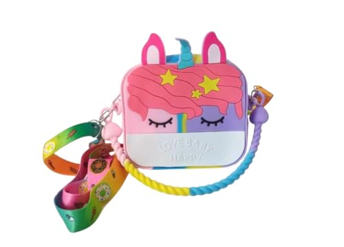 Bolsa Infantil Unicórnio 3D com Alça Colorida – Modelo Love Baby Happy – Fofa, Colorida e Divertida