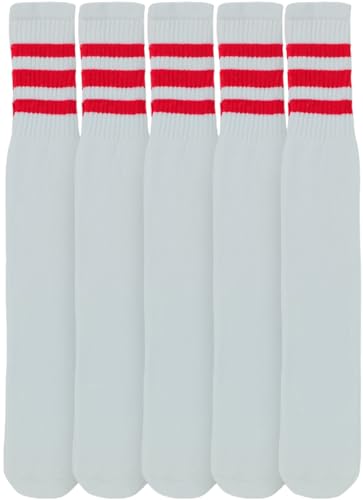 Image of ToBeInStyle Unisex Knee High Cotton Tube Athletic Thick Socks w /Stripe Top