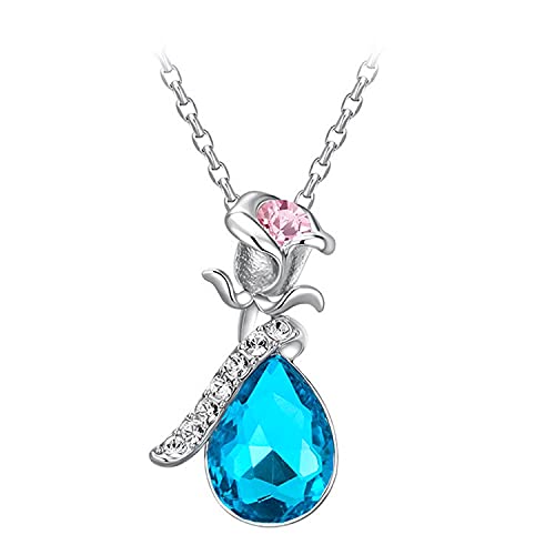 Yellow Chimes Elegant Latest Fashion Silver Toned Blue Flower Crystal Designer Pendant...