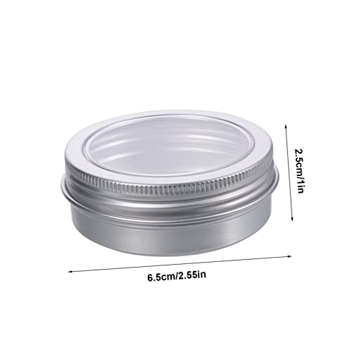 LALAFINA 12pcs Aluminum Tin Containers Window for Candles Cosmetics and Crafts Round Empty Storage Tins for Beads Buttons and Items