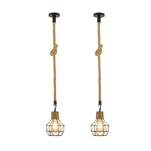 Suspension luminaire industriel vintage plafonnier corde fer forgé E27 pour bar