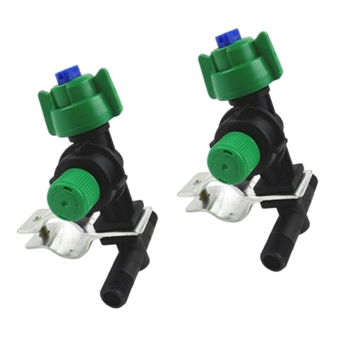 Zenlir 2 lotes de boquillas de pulverización de agua con patrón de ventilador de durabilidad, abrazaderas de manguera agrícola, accesorios de riego, boquilla de pulverización agrícola de ahorro de