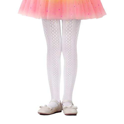 Image of Zando Girls Lace Tights Heart Butterfly Rose Patterned Fishnet Stockings for Toddler Girl Hollow Pantyhose 1T-12 Years