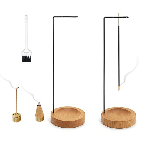 2 Pezzi Porta Incenso, Porta Incenso in Legno per Bastoncini, Include 2 Portaincenso a Nove Fori e Spazzola per La Pulizia, Brucia Incensi per la Meditazione, Yoga, Sala Ricreativa, Ufficio