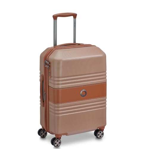 Image of DELSEY PARIS Paulette 58 cms Small Cabin ABS /Polycarbonate Hard Sided 8 Wheels and Expandable Spinner Suitcase /Trolley Bag for Travel with TSA Lock- Brown