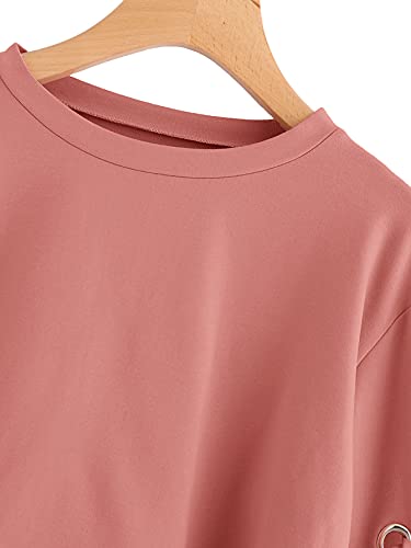 Image of SweatyRocks Women's Casual Lace Up Long Sleeve Pullover Crop Top Sweatshirt
