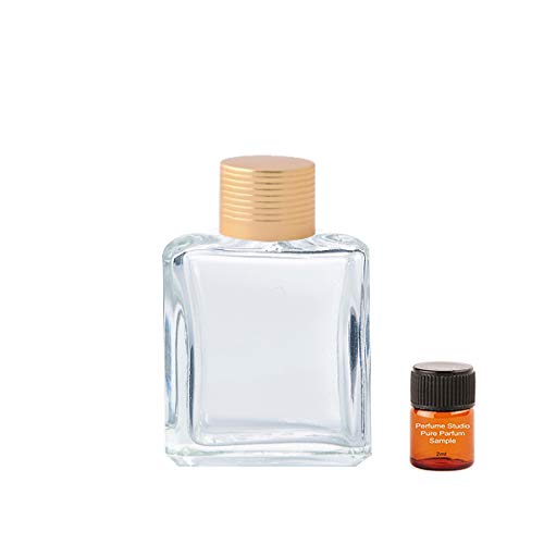 Perfume Studio Empty Refillable Glass Bottle with Shiny Gold Screw-on Cap with Foam Lining, Plus a Free 2ml Pure Perfume Oil Sample (Clear Glass Gold Cap Bottle - 3 PCS, 1oz)