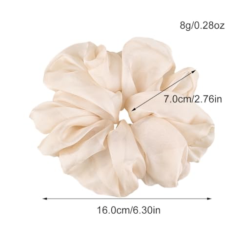 Pack of 3 Hair Bobbles Hair Accessories Chiffon Organza Hair Rings Hair Scrunchie Large Hold Elastic Hair Wiggle for Girls and Women Light Pink A - Image 3
