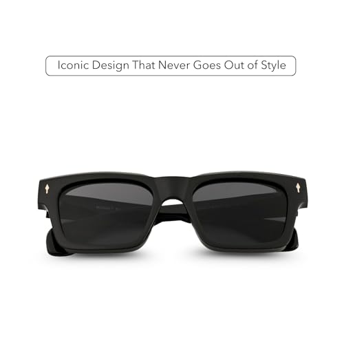 Image of MOONX Hydra S1 UV Protected Rectangular Sunglasses for Men & Women | Black PC Frame | Black Lens | Stylish Unisex Eyewear for Driving, Travel & Casual Outings