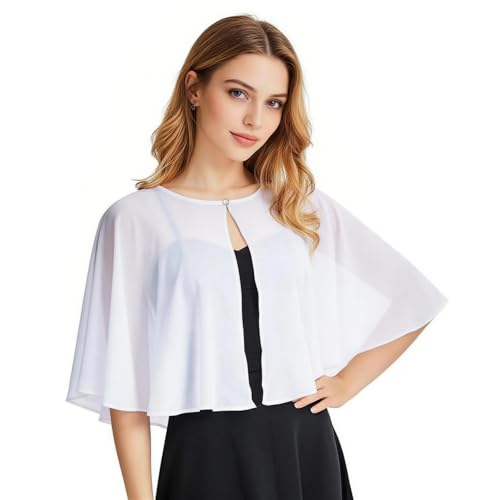 Image of Ciormis Chiffon Capelet Women's Soft Shawls and Wraps for Evening Dresses, Wedding Formal Dress Shawl Cape Cover up