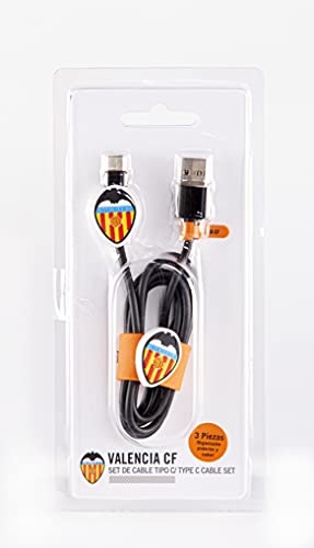 Set Cable Tipo C- Incluye Cable USB, Organizador y Protector- Producto Oficial del Valencia CF