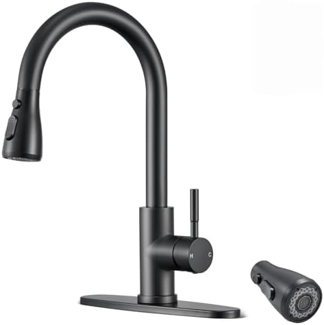 Matte Black Kitchen Faucets with S...