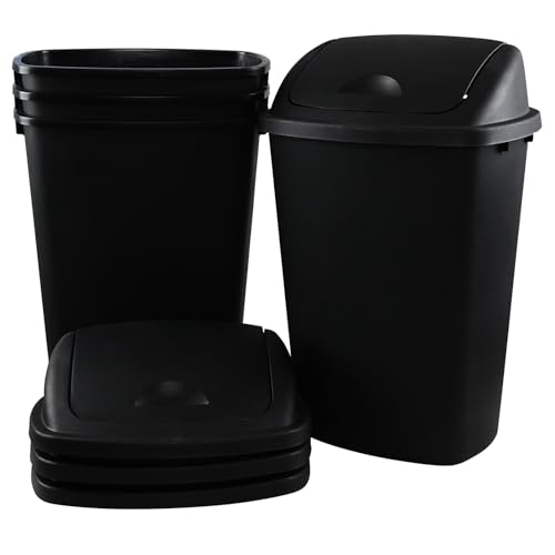 Pack de 4 Canecas de Basura Plástico 13 Galones Negro
